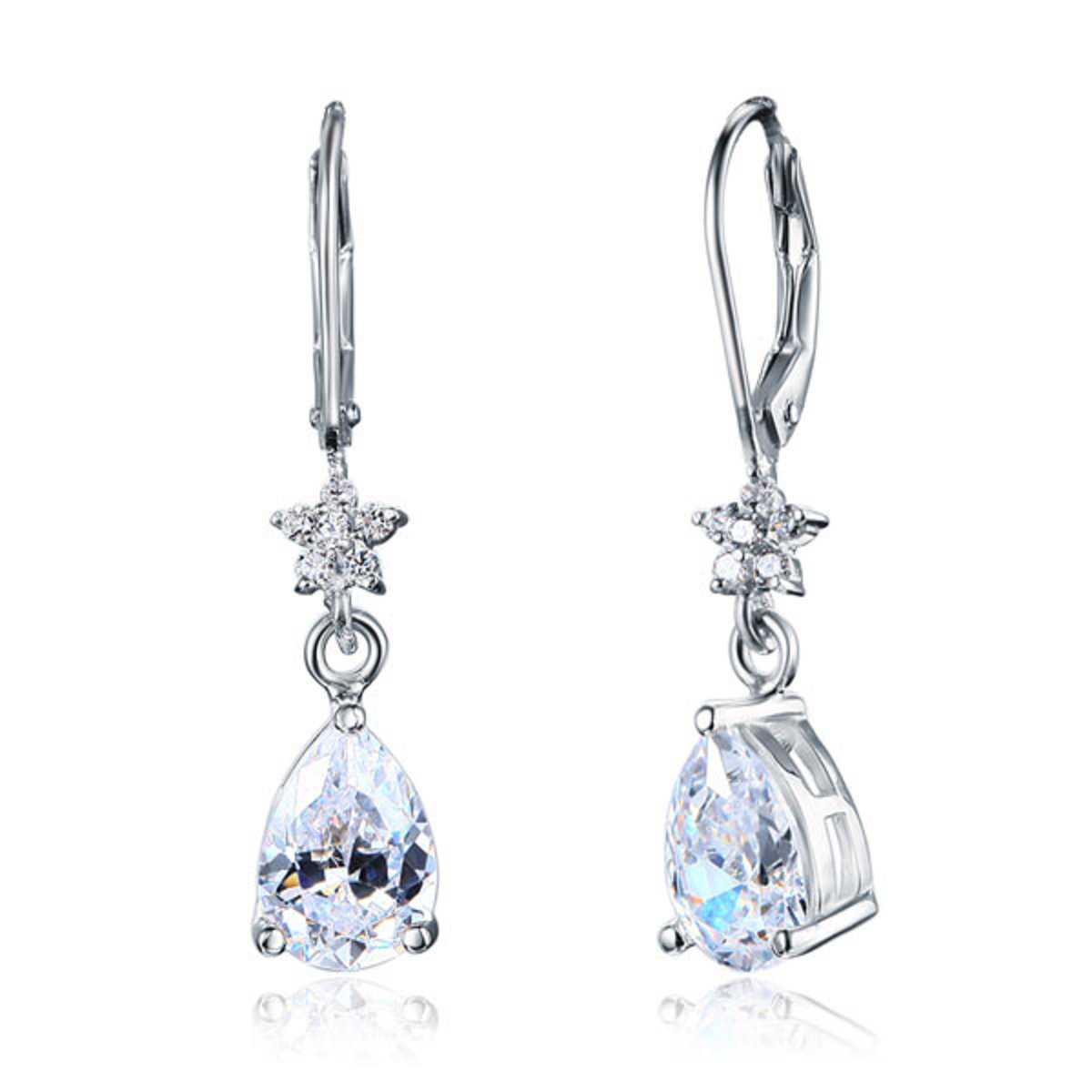 925 Silver Pear Tear Drop Bridesmaids Dangle Earrings