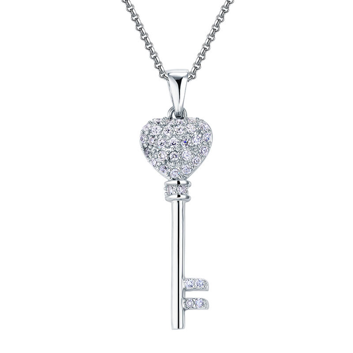 925 Sterling Silver Heart Key Stariiz Necklace