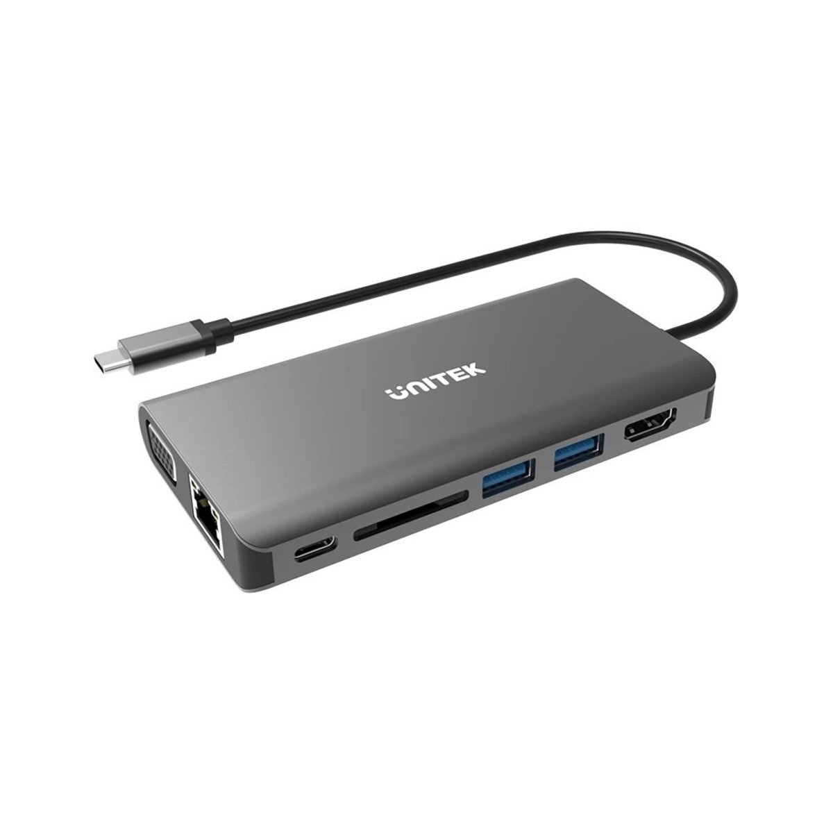UHUB 08+ 8 IN 1 USB3.1 TYPE-C HUB WITH POWER DELIVERY 100W ( D1019A )
