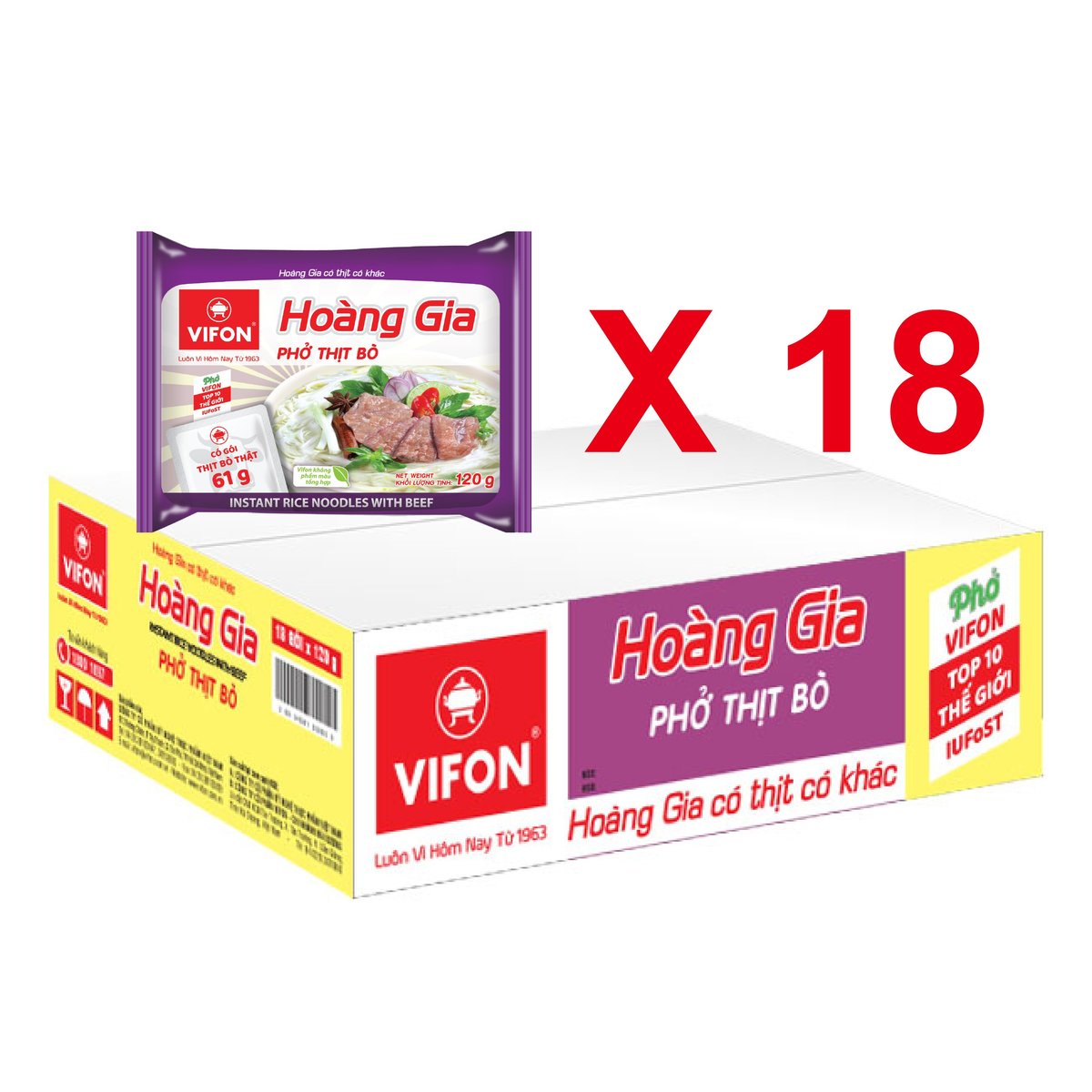 Hoang Gia Instant Rice Noodles (Beef) x 18Bags