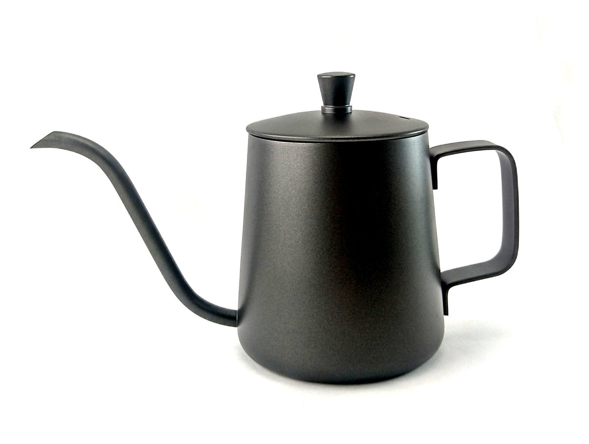 Stainless Steel Pour-Over Coffee Kettle 350ml - Black (61025BK) l 細口長嘴有蓋特氟龍黑色手沖咖啡壺不銹鋼350ml