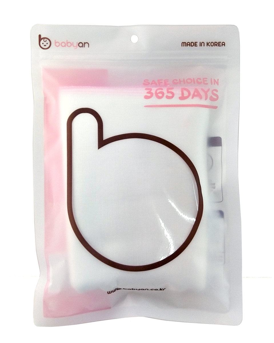 韓國 babyan - 100%純棉方巾 (同時可當口水巾 / 餵奶巾 / 兒童手帕…) - 白色紗巾,粉紅色車邊