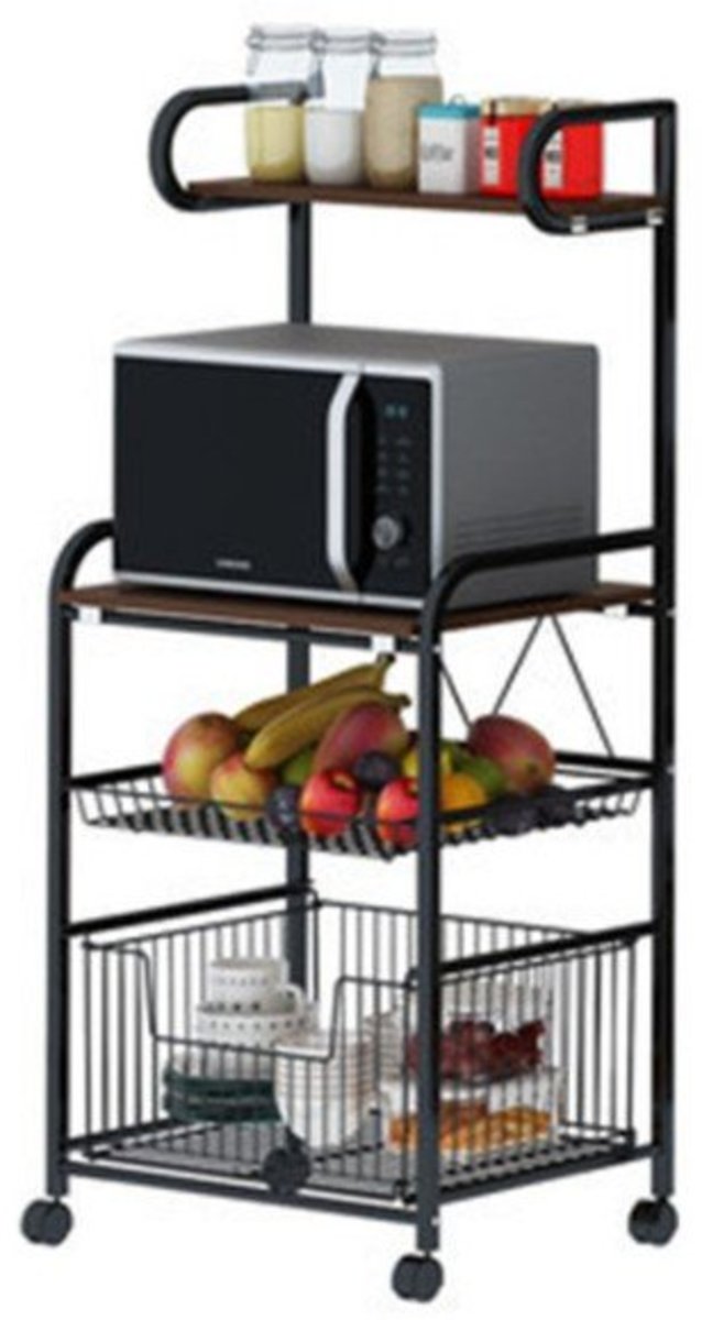 Four-layer lacquered metal microwave oven rack (with reel)