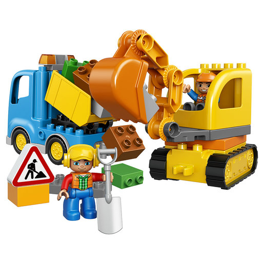 lego excavator and truck