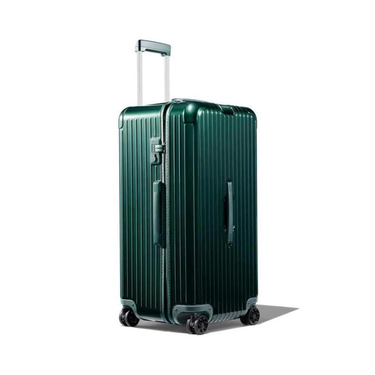 bright green suitcase