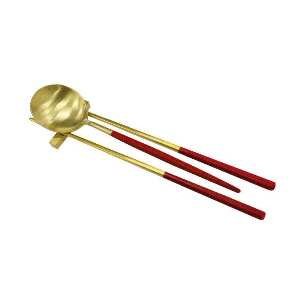 304 Stainless Steel Chinese Chopsticks - Gold Red (3PCS SET)
