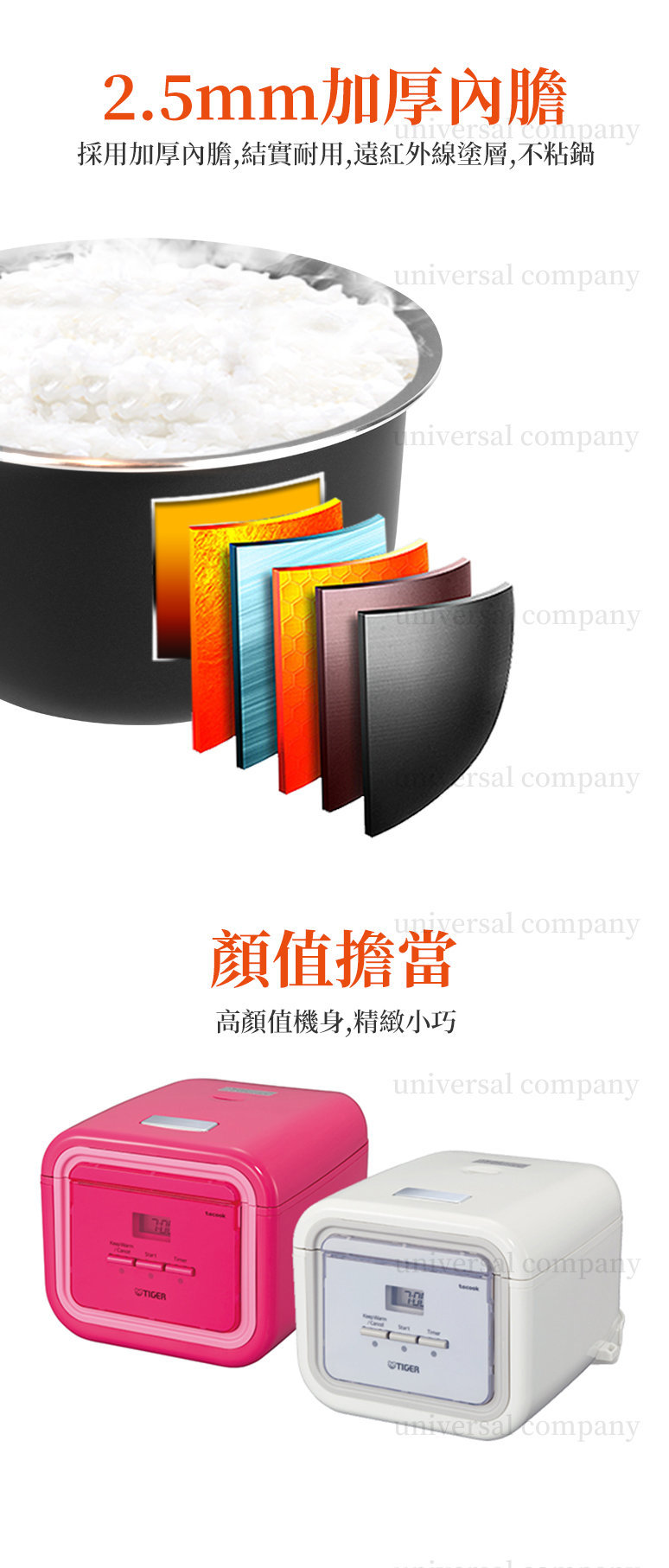 TIGER JAJA55S Multifunction Mini Rice Cooker, White 0.54L【Hong Kong