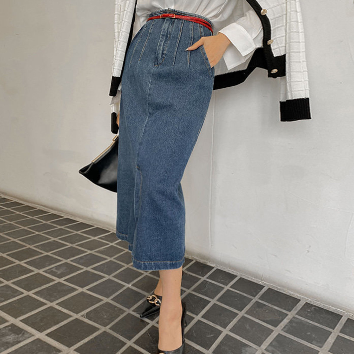 long denim skirt