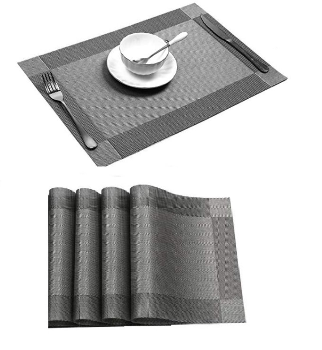 Treasure Land | Set of 4 PVC Placemat Crossweave Woven Vinyl Non-Slip ...