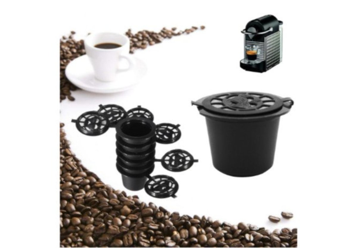 2 Plastic Spoons Lictin Refillable Coffee Capsules for Nespresso 2 Coffee Brush 6 Cups 