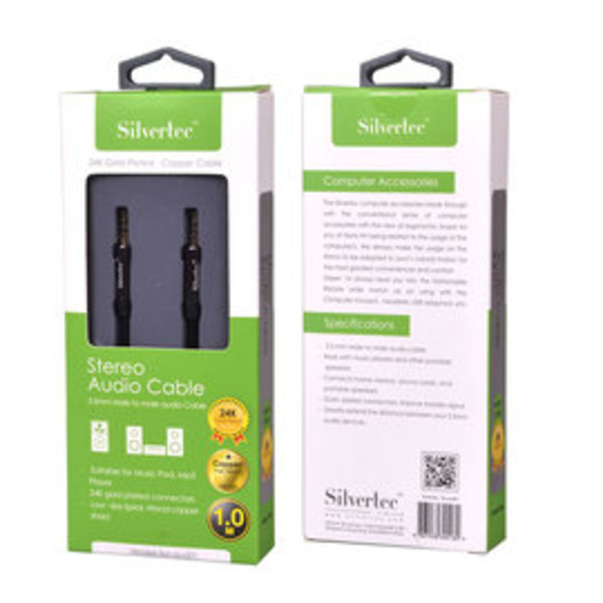 SilverTec 3.5MM Stereo Audio Aux Cable, M to M 100CM (1M), BC-AUD01 4897038345182 