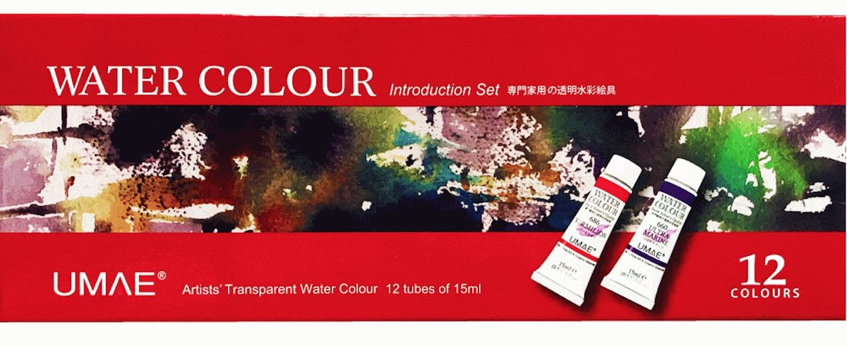 Artists’ transparent water color 12 tubes 15ml