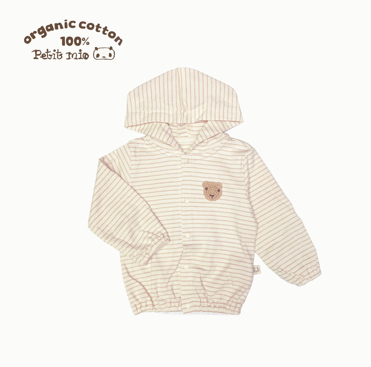 Baby Organic Cotton Long Sleeve Light Hooded Jacket (Bear)