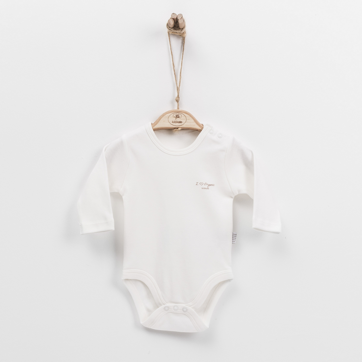 Organic Long Sleeve Baby Bodysuit (Cream)-56cm (1-3M) (1pc)