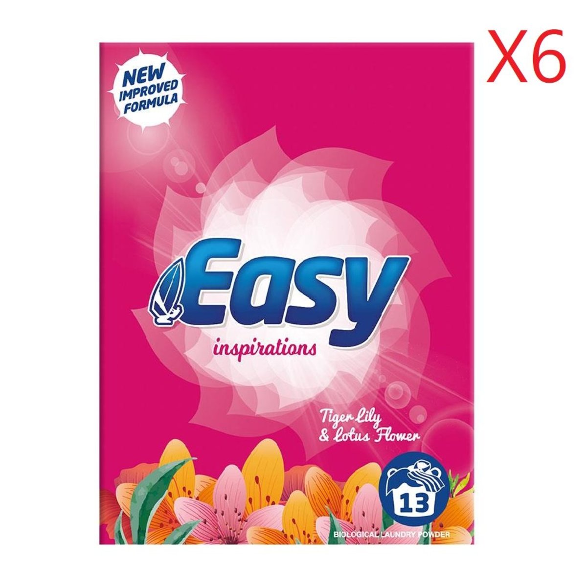 歐洲製造 Easy超濃縮潔白去污抗菌洗衣粉884g - 花香  X6盒 [平行進口產品]  