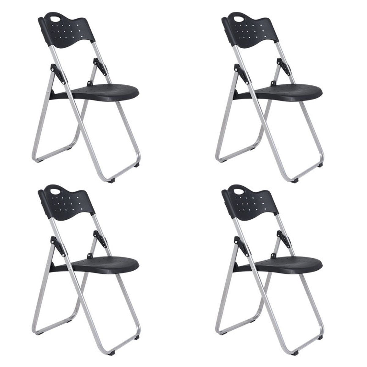 4 Pcs Plasitc Folding Chairs MR-396 Black