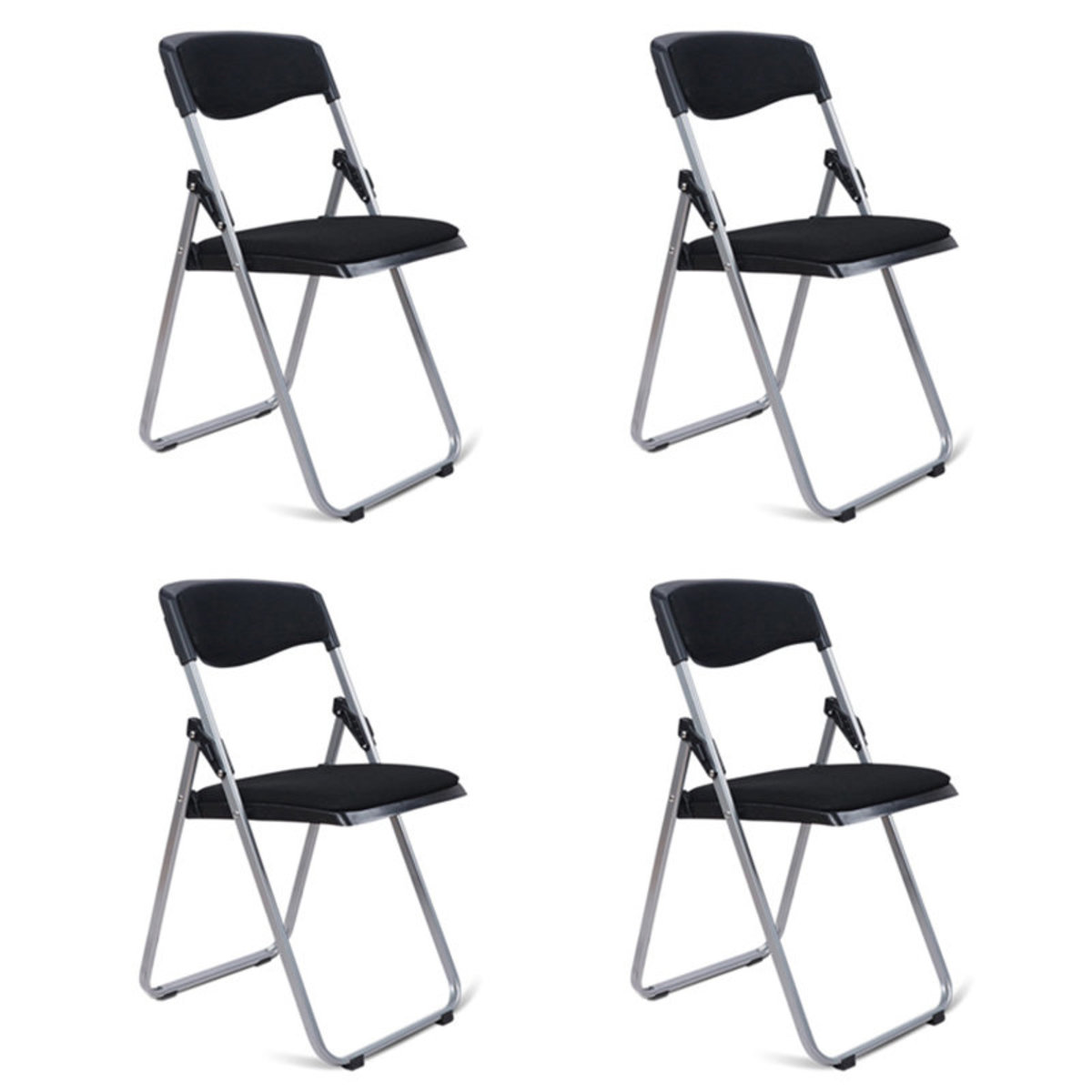 4 Pcs Plastic Folding Chairs with Fabric Pad  MR-397 Black