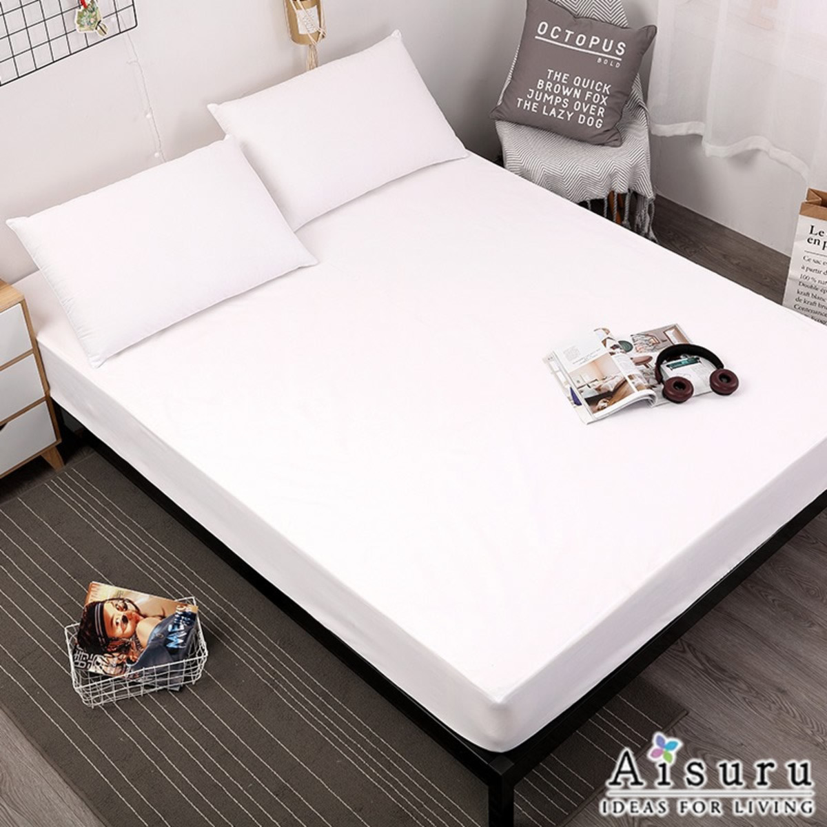 Waterproof bed cover-Double (White) 140*200cm