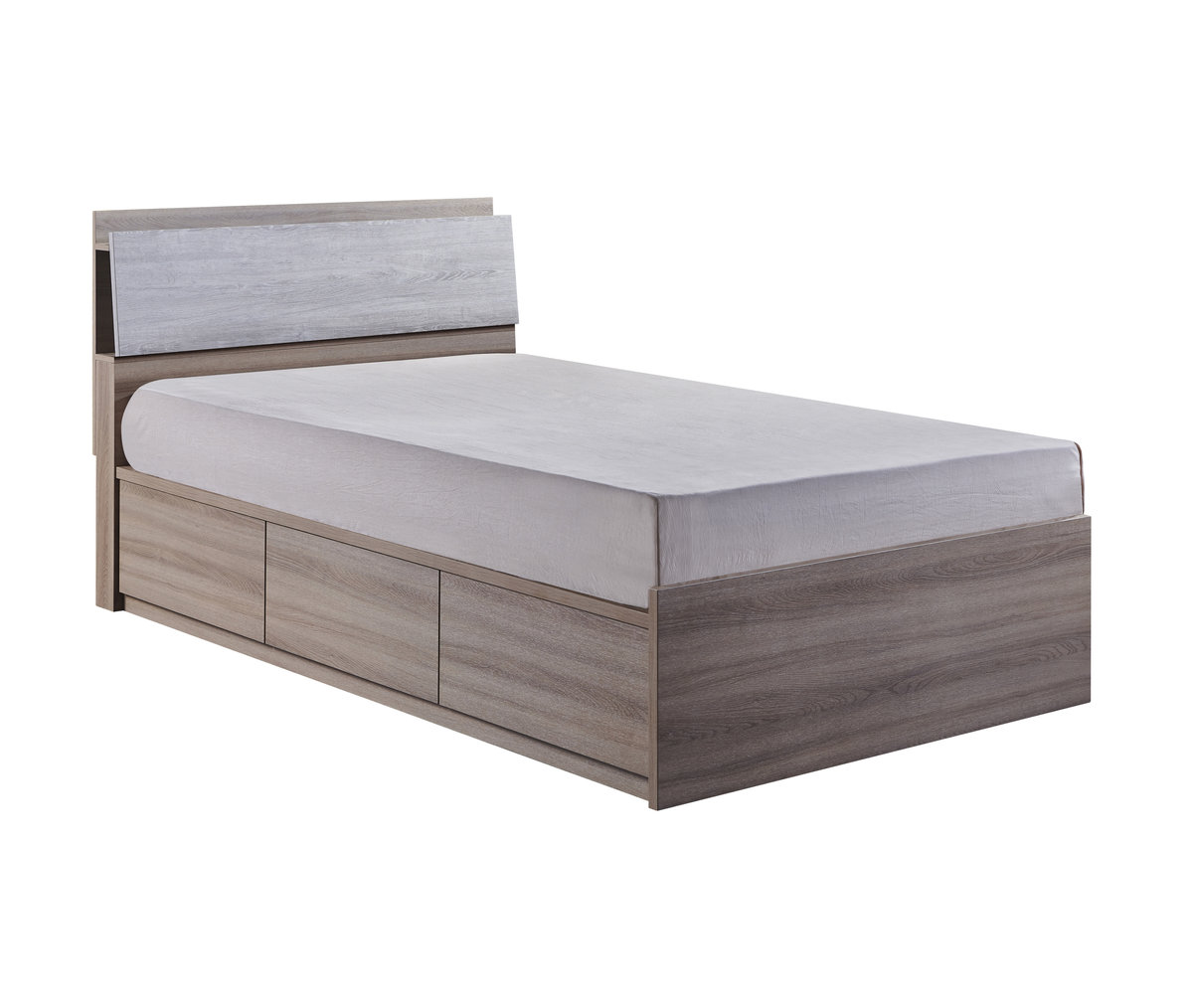 Artisan Series 48X72寸淺胡桃色木紋配白橡色木紋頭箱屏床 單床