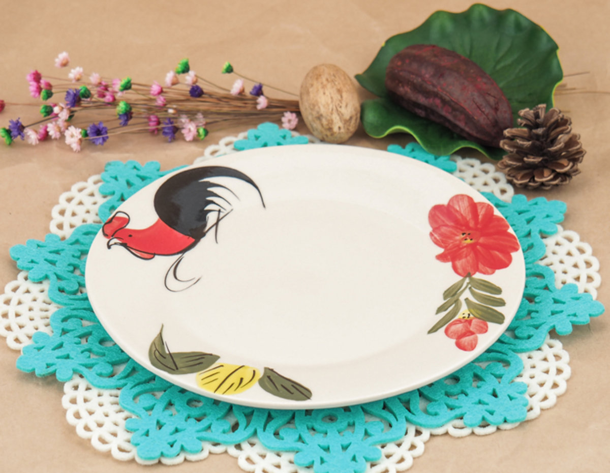 陶瓷碟 (公雞圖案, 7寸)