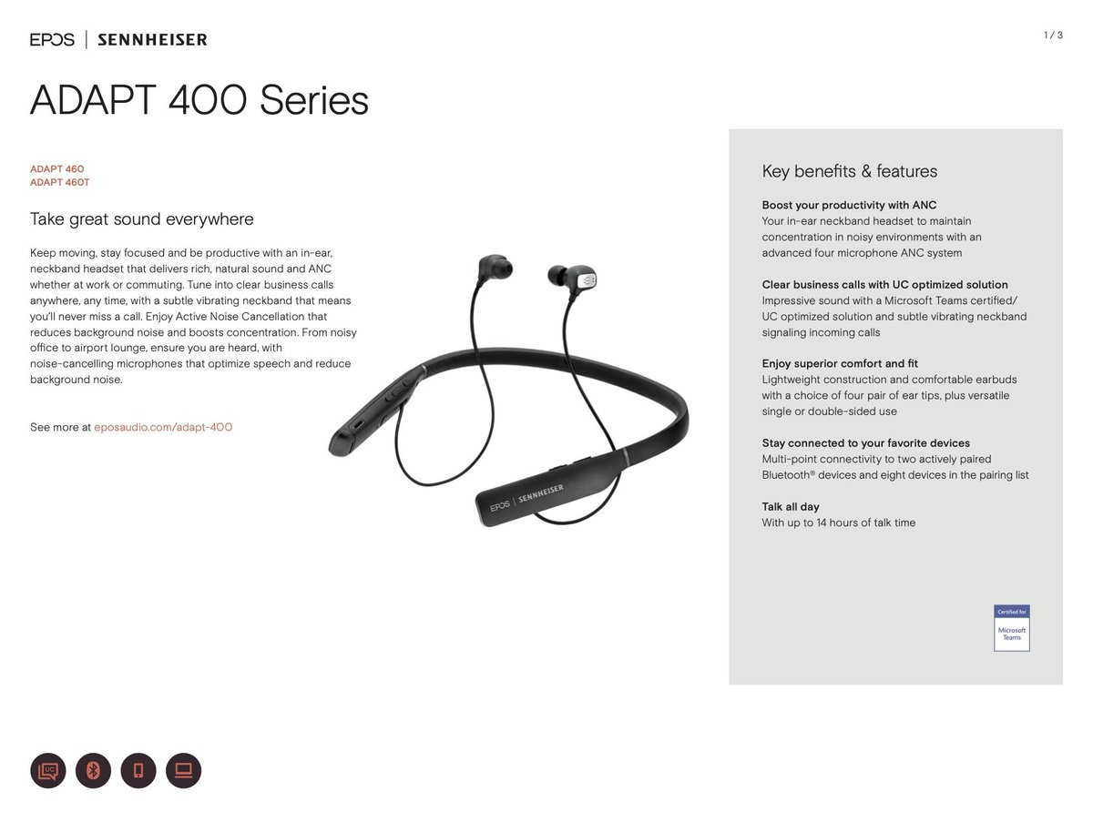 EPOS I SENNHEISER | Adapt 460T 無線藍牙 