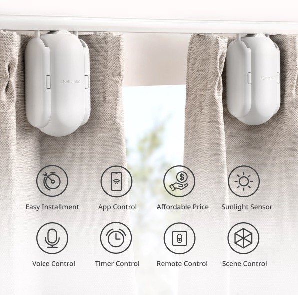 SwitchBot Curtain Rod 2, Smart Curtain Opener, Retrofit & Motorize Existing  Curtains, White