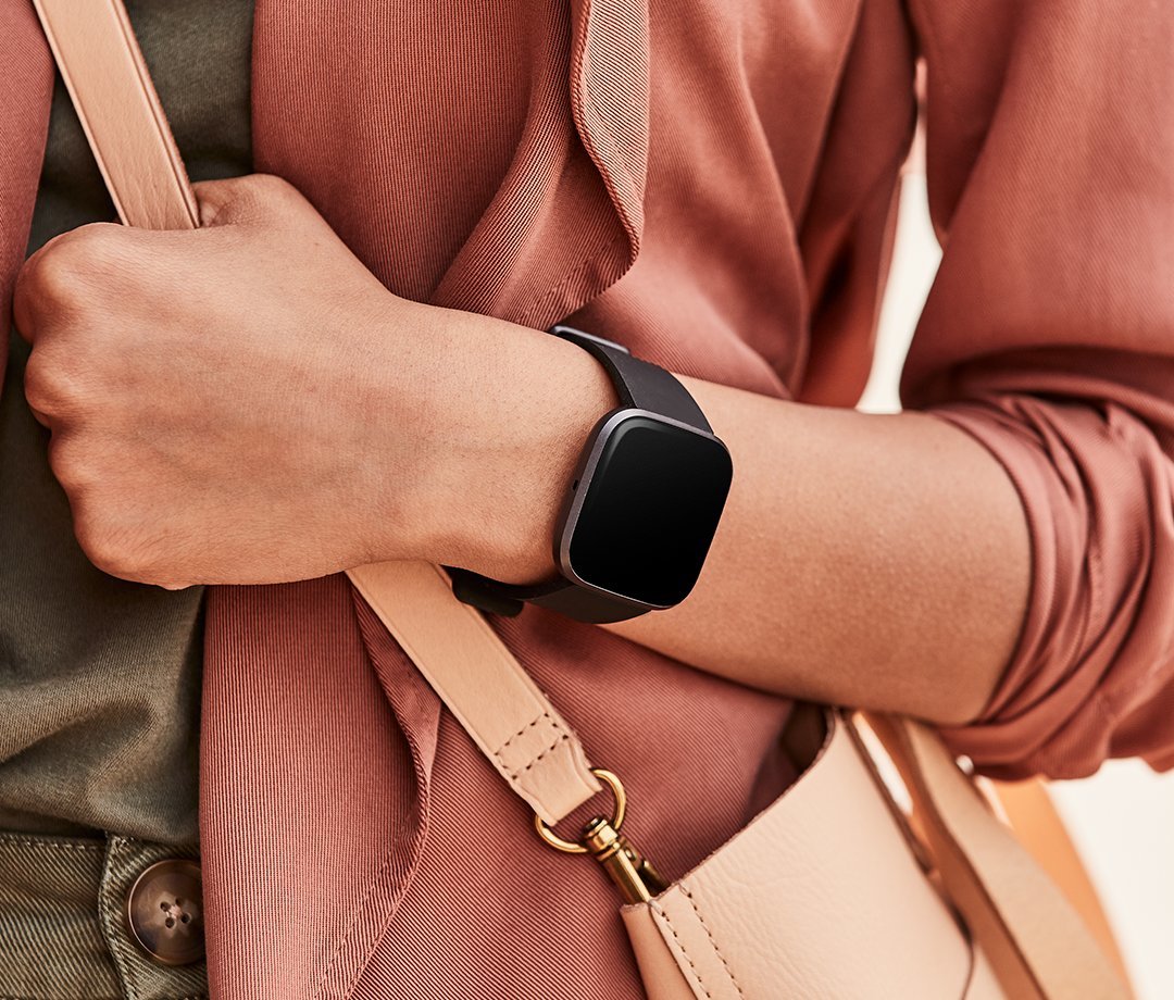fitbit versa 2 black and carbon aluminum fitness smartwatch