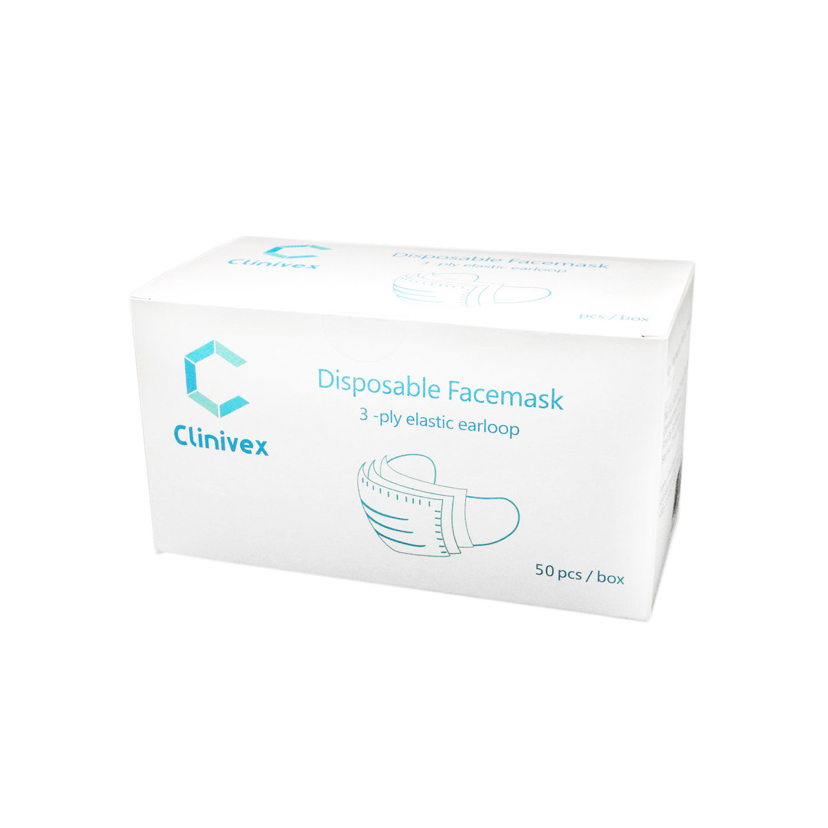 Clinivex 一次性防護口罩 FDA 認證 - 三層 (50個) 非獨立包裝 (平行進口貨)