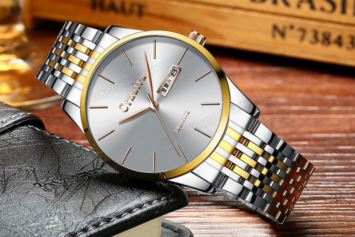 男士款石英手錶(金色)J0130 男士手錶 石英錶 金色設計 商務必備 禮物推薦