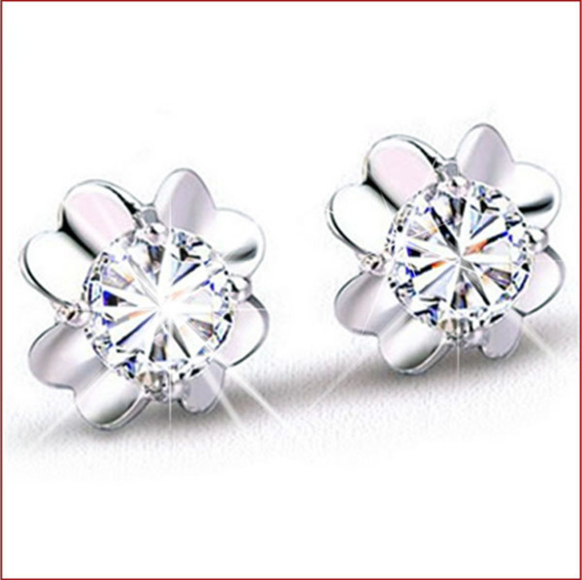 葉草鋯石鍍銀耳釘J0257 精緻耳飾 葉草設計 時尚風格 禮物推薦 女生必備