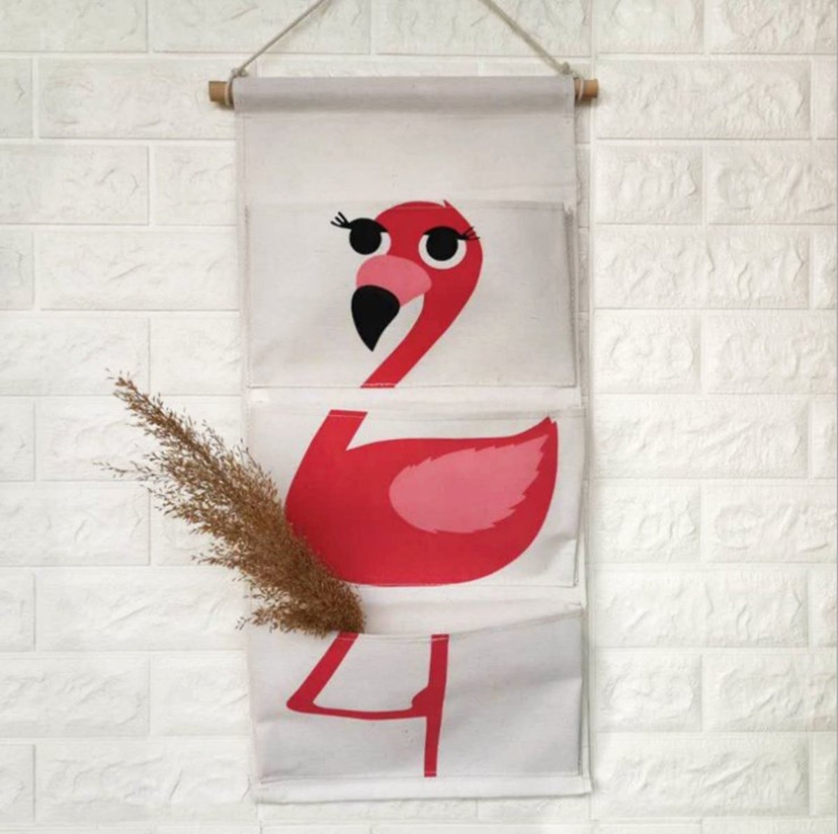 (Red Crane) Large Cute Cartton Fabric Hanging Storage Bag for Magazines & Books etc