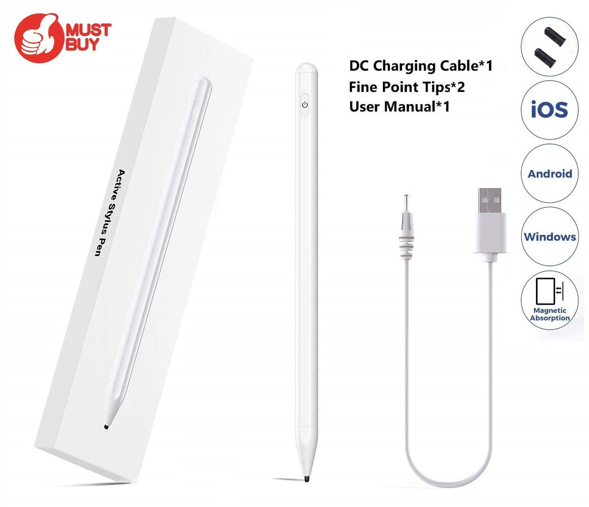 must-buy-white-usb-charging-fine-point-universal-active-stylus-pen