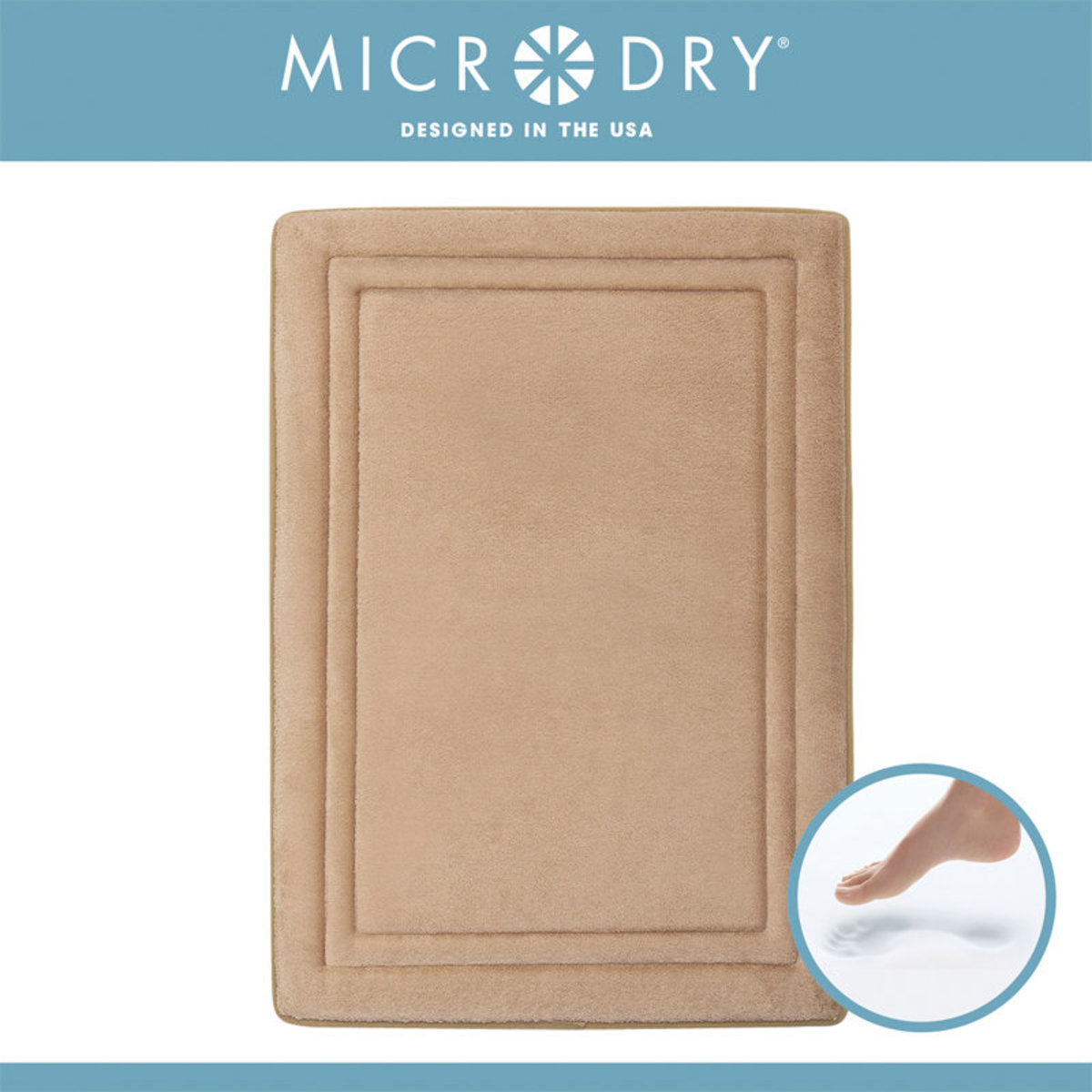 MICRODRY Quick Drying Memory Foam Framed Bath Mat with GripTex Skid