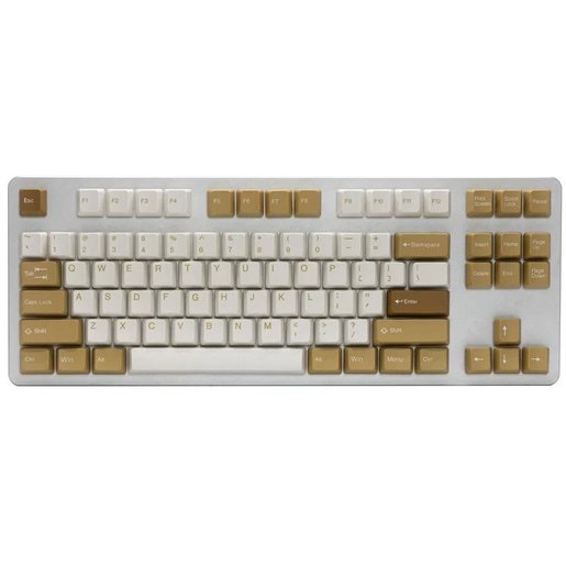 white and gold keycaps