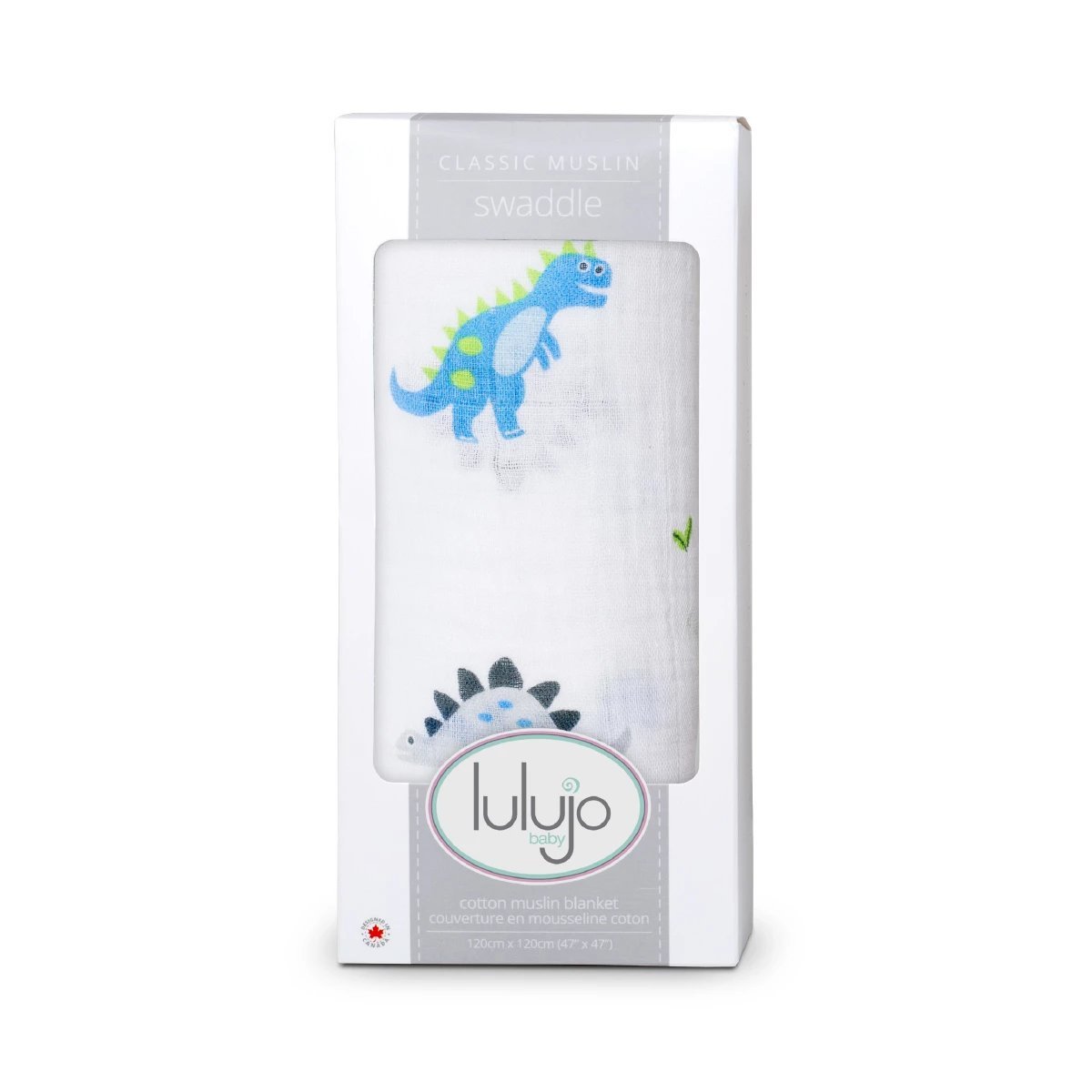 Lulujo Prehistoric Pals Swaddling Blanket Blue//Green One Size