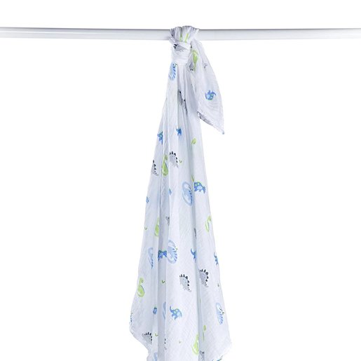 Lulujo Prehistoric Pals Swaddling Blanket Blue//Green One Size