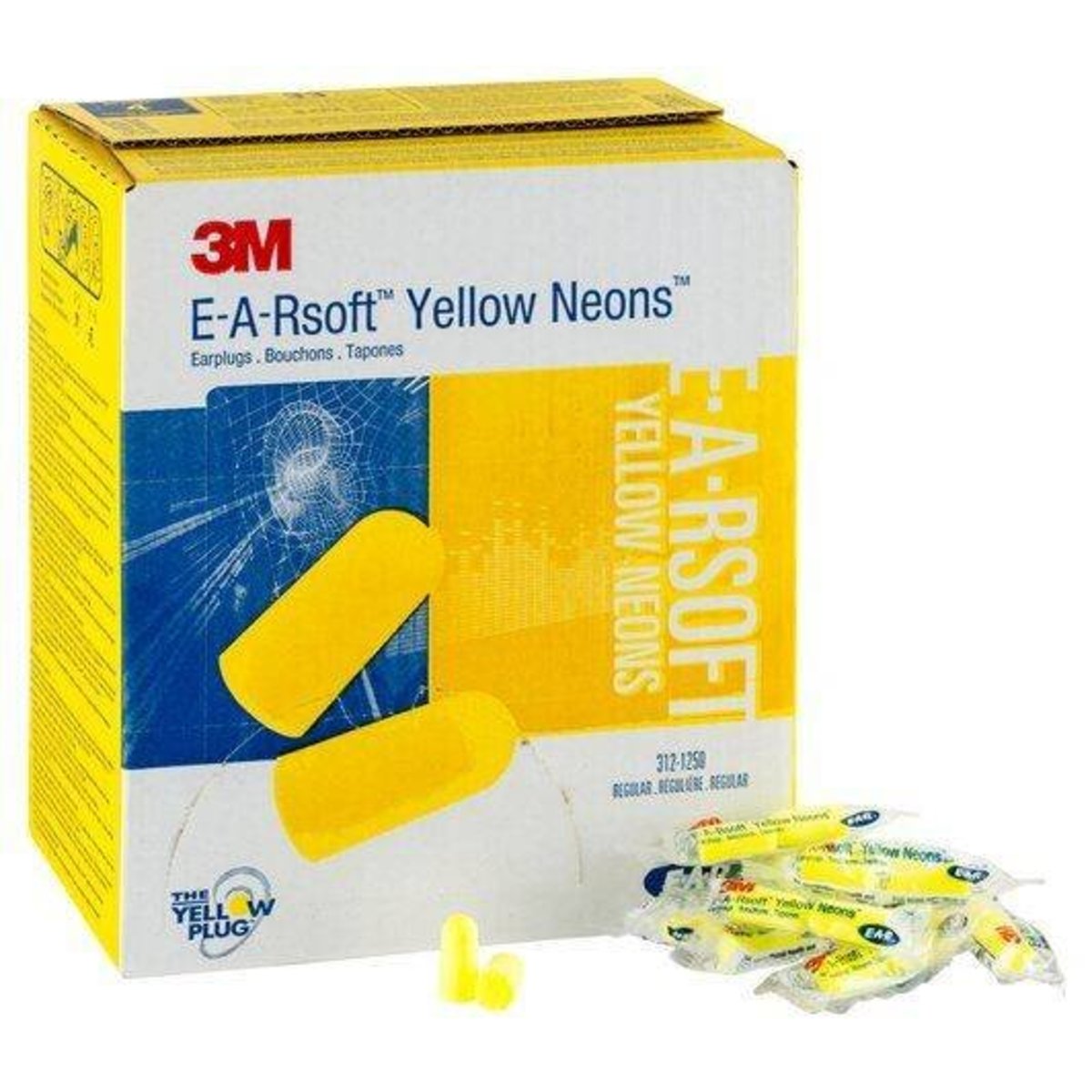E-A-Rsoft™ Yellow Neons™ 310-1250 即棄式耳塞 [1100 升級版] (200對) 3M抗噪音耳塞 鼻鼾 隔音 睡眠神器