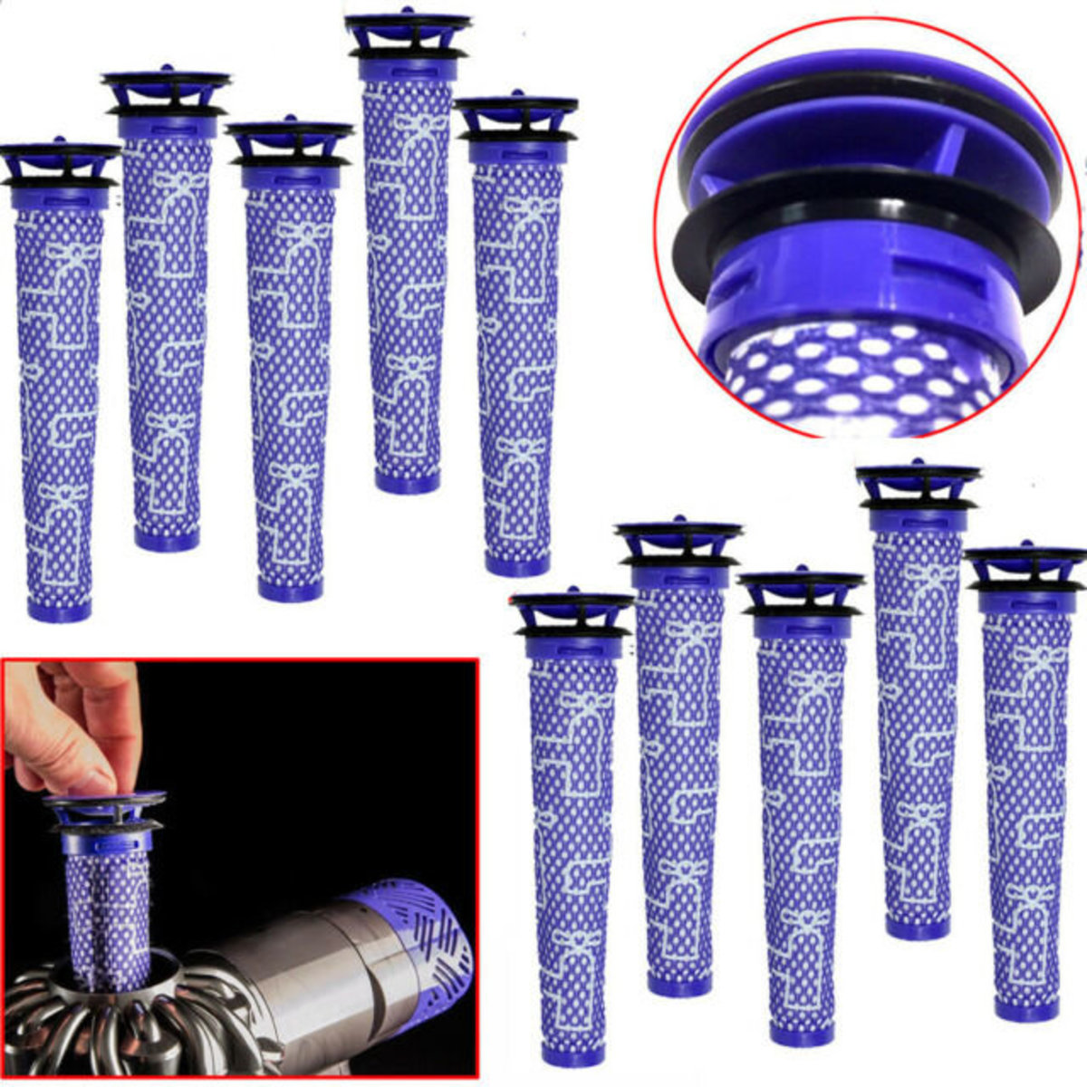 代用 Dyson無線吸塵機 V6 V7 V8 SV10 SV11 DC58 DC59 DC61 DC62 前置濾網濾芯 10 件裝