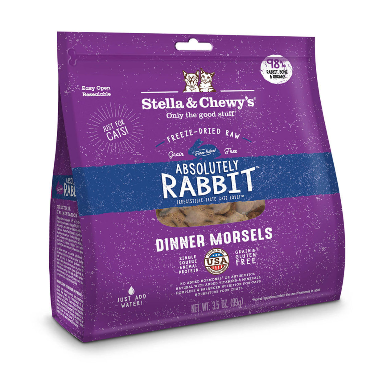 Freeze-Dried Raw Dinner Morsels Absolutely Rabbit Cat Food 3.5OZ