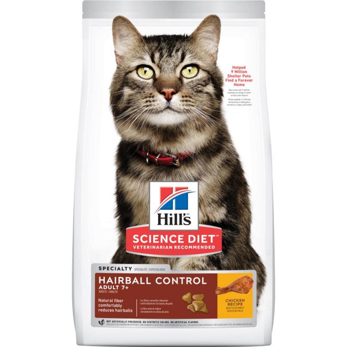 Feline Adult 7+ Age Hairball Control Recipe Dry Cat Food (7LB) exp:2025-05-01