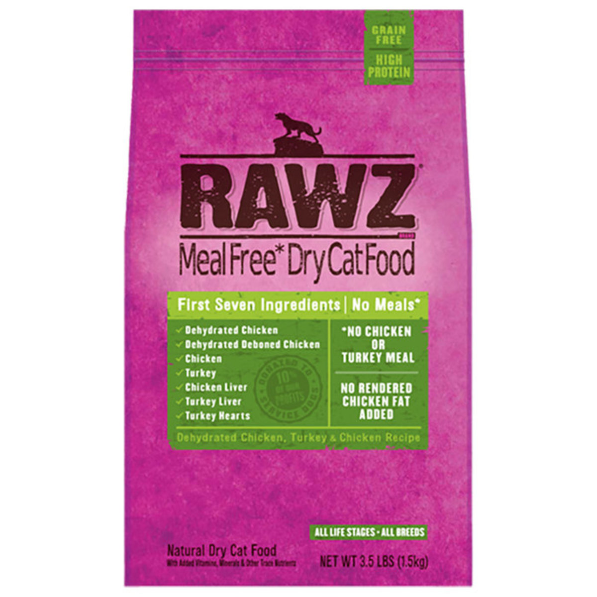 Dehydrated Chicken, Turkey & Chicken Recipe Dry Cat Food (3.5LB)