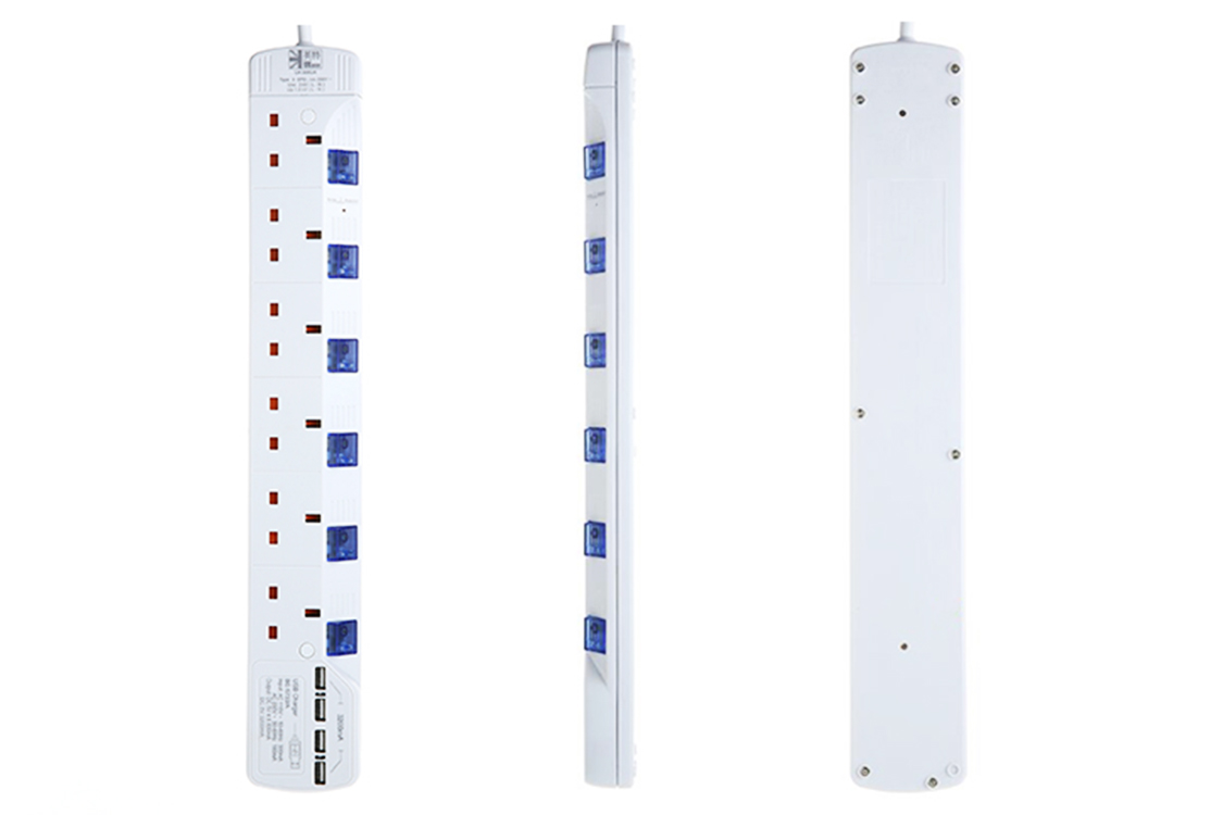 UKase | 6 Outlets Power Socket with 4 USB Ports - SU886U4 (White ...
