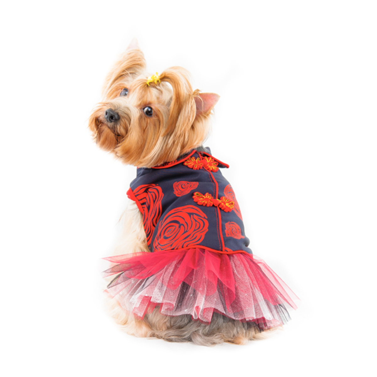 Rose Dress Chinese Style Dog Dress