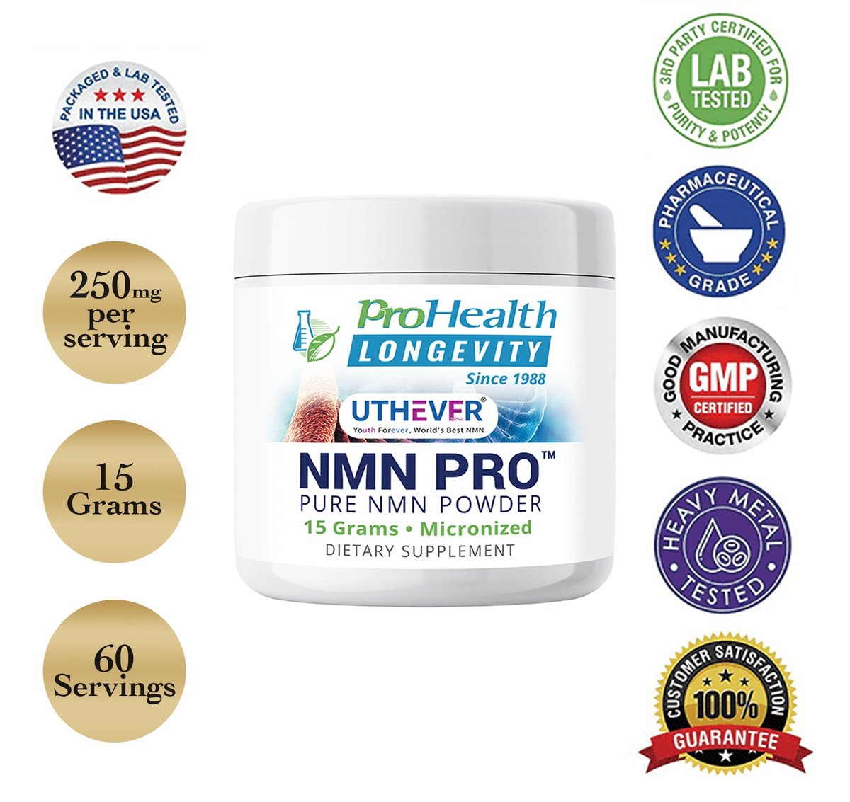 NMN Pro Powder (NMN 15000, Pharmaceutical Grade High Purity,15 grams, 250mg/serving)