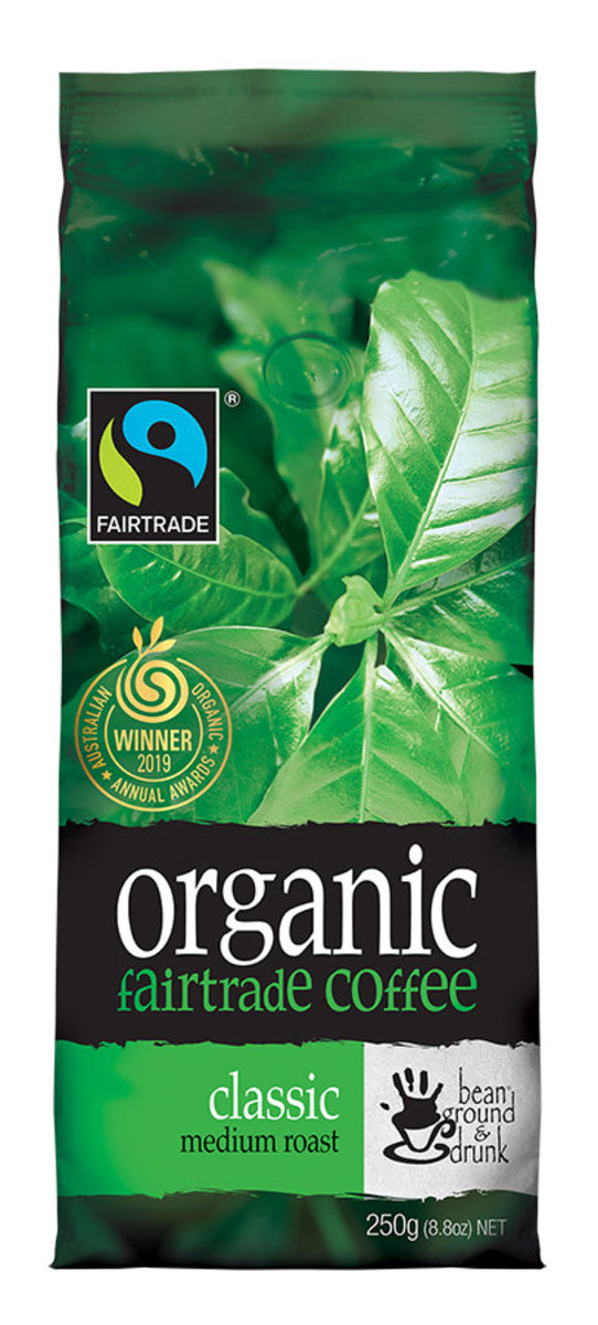 Classic Medium Roast Coffee Beans - Australian Organic Fairtrade Coffee [Exp: 24/05/24]