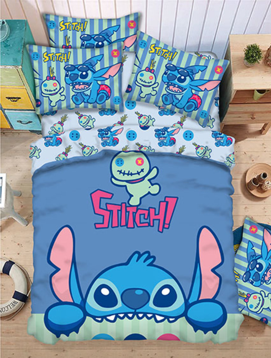 J Tex Bedding Set 1388 Threads Fitted Sheet Pillow Case Quilt Bedding Set 1388 Threads Fitted Sheet Pillow Case Quilt Cover Disney Stitch