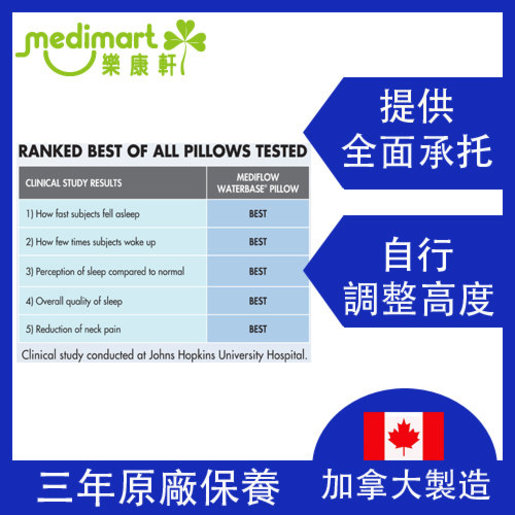 Mediflow 加拿大製造 美國水枕健康枕護頸椎枕頭 採用太空物料研製 正貨產品 Hktvmall 香港最大網購平台