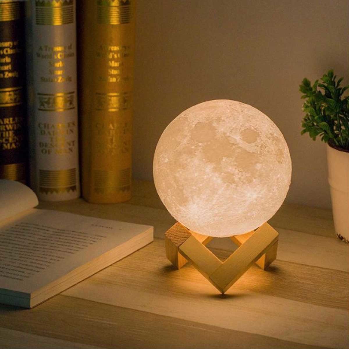 3D Luna Moon Lamp with rack(Touch-sensor)