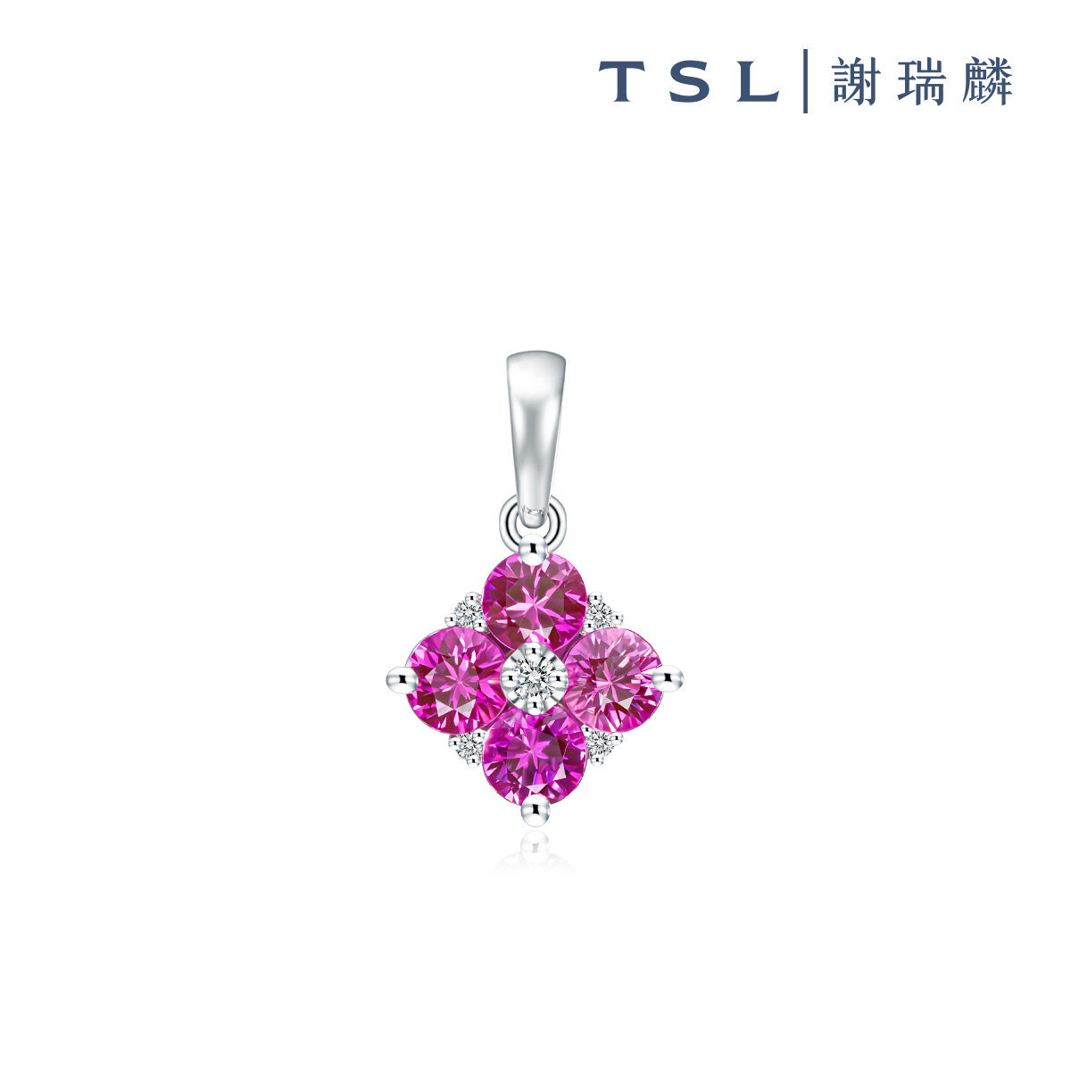 Champ de fleurs Collection SI925 with Pink Sapphire Pendant-Jasmine