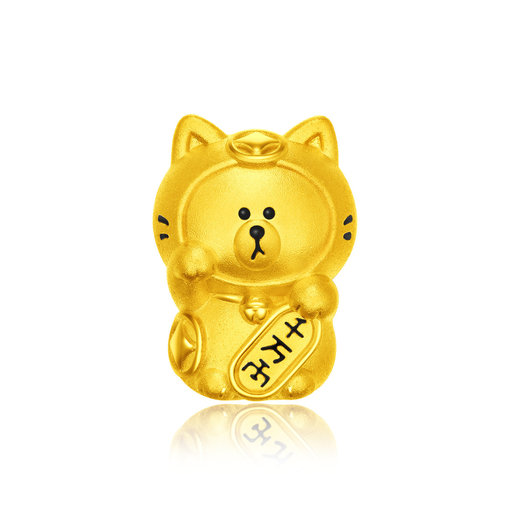 周大福line Friends 老鼠布朗熊足金黄金吊坠 周大福官方商城
